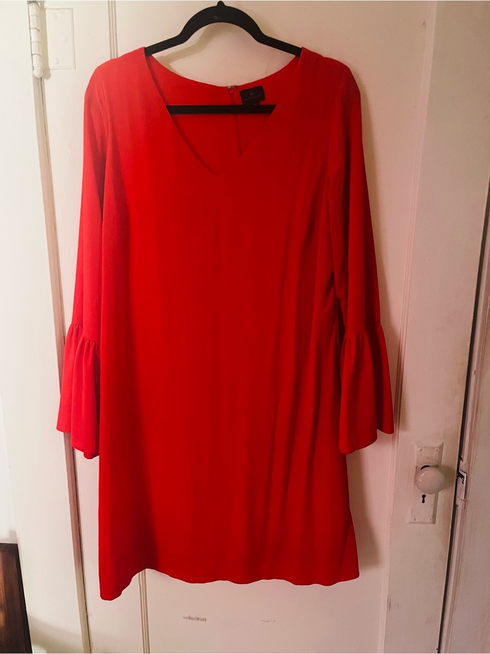Worthington V-Neck Bell Sleeve Long-Sleeve Dress